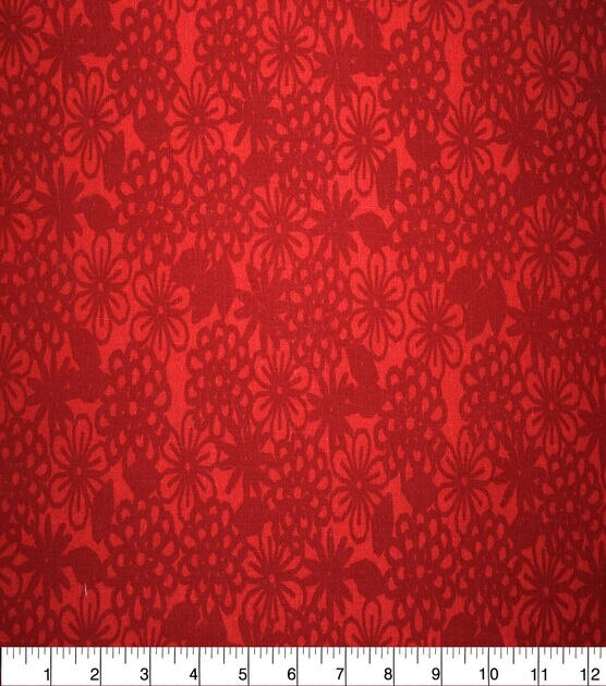 Red Floral Print Quilt Cotton Fabric by Quilter's Showcase, , hi-res, image 2