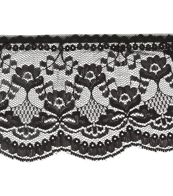 Simplicity Lotus Lace Trim 4'' Black | JOANN