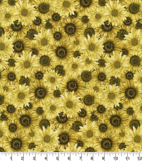 Hi Fashion Yellow Sunflowers Premium Cotton Fabric, , hi-res, image 2