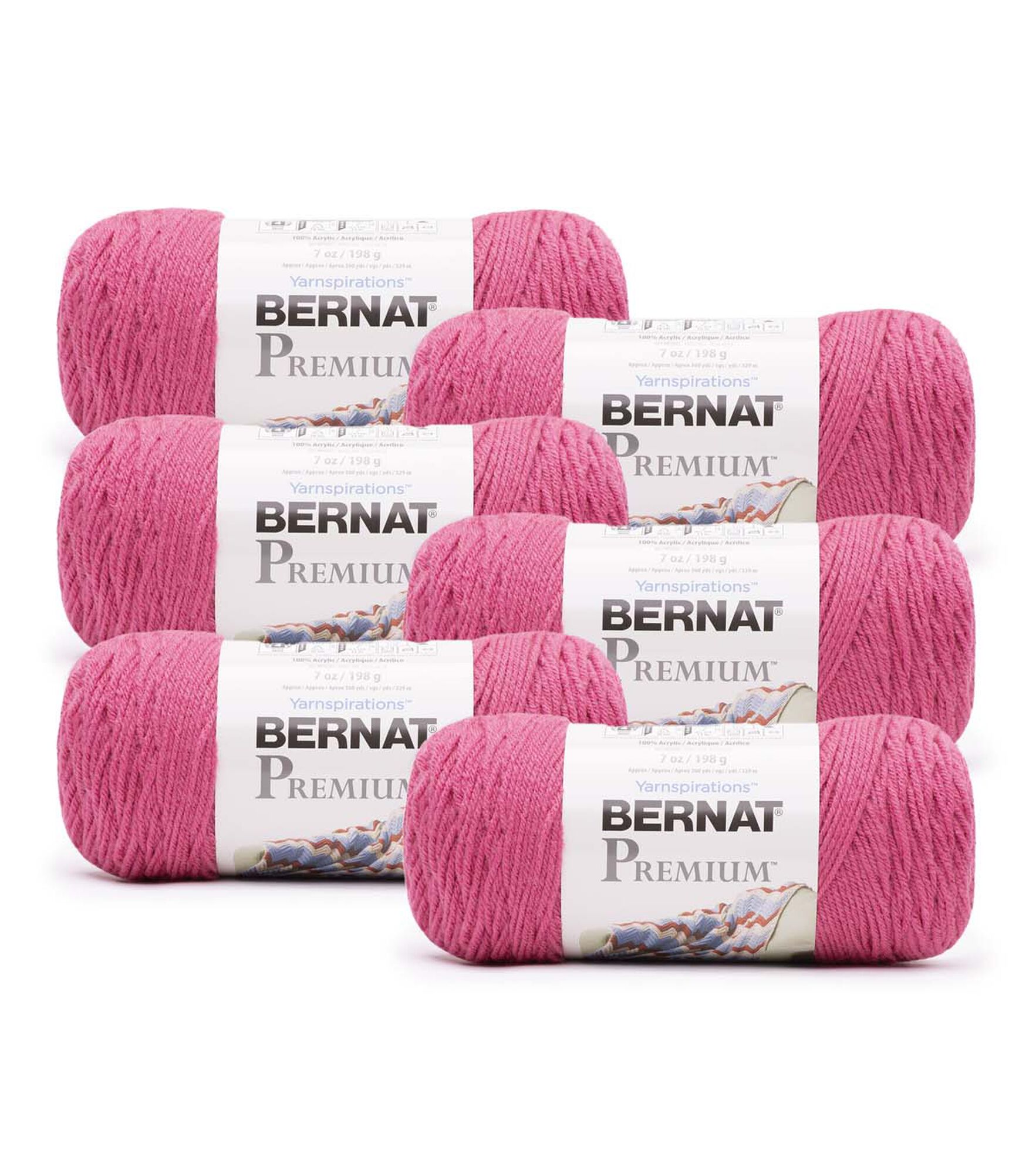 Bernat Premium Worsted Acrylic Yarn 6 Bundle, Candy Pink, hi-res