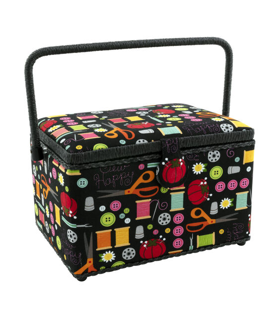 Dritz Large Sewing Basket, Black Sewing Notions