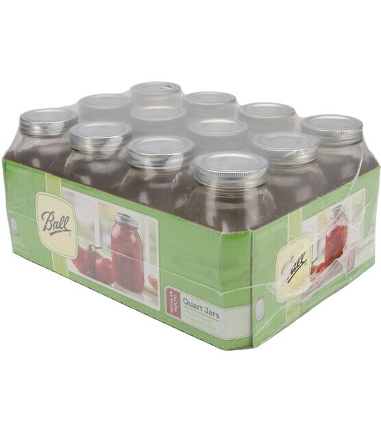 Wide Mouth Mason Jars W/ Stainless Steel Storage Lids, Quart, 32 Oz - 12  Pack