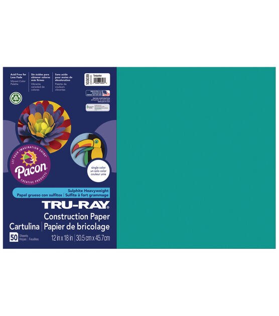 Pac103054 tru-ray construction paper, 76 lbs., 12 x 18, blue, 50