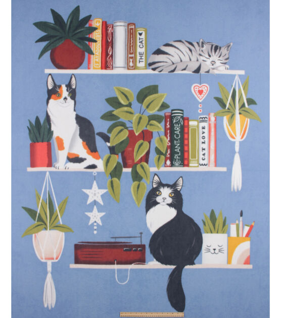 72 Wide Cats & Books No Sew Fleece Blanket