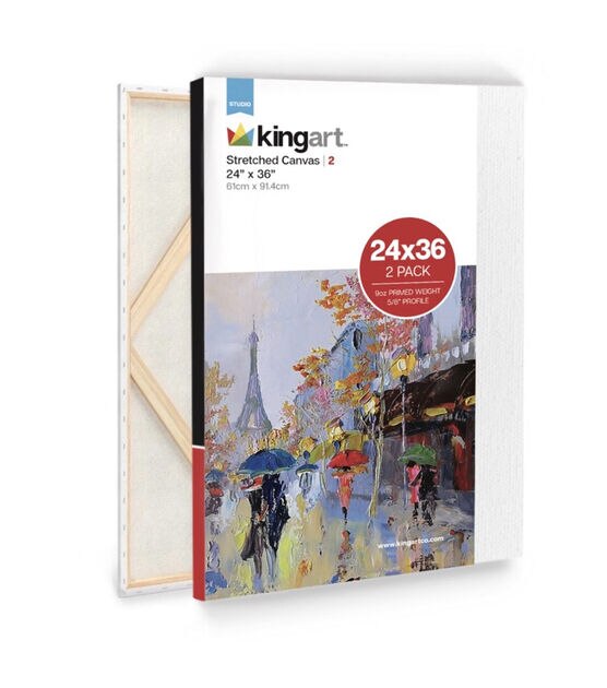 KINGART Stretched Canvas 24 x 36" 2pk