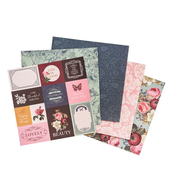 DCWV 36 Sheet 12 x 12 Floral Couture Printed Cardstock