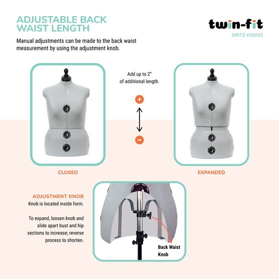 Dritz Twin-Fit Adjustable Dress Form, Large, , hi-res, image 7