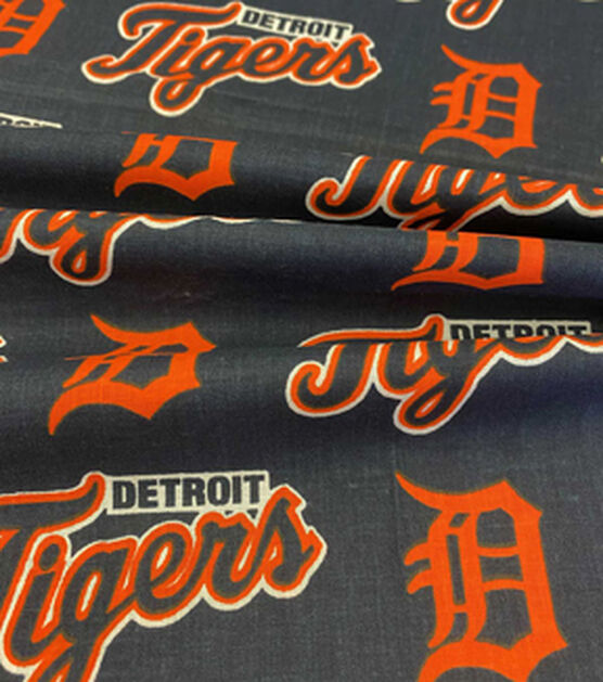 MLB - Detroit Tigers Navy Orange Yardage Size 58/60 in Blue Cotton Novelty | Fabric Traditions