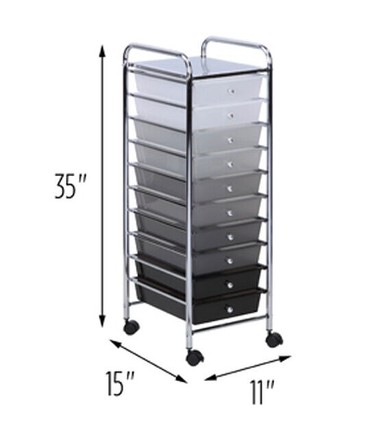 The Container Store 13 x 15 3/4 x 38 3/8 H 10-Drawer Clear Rolling Cart - Each