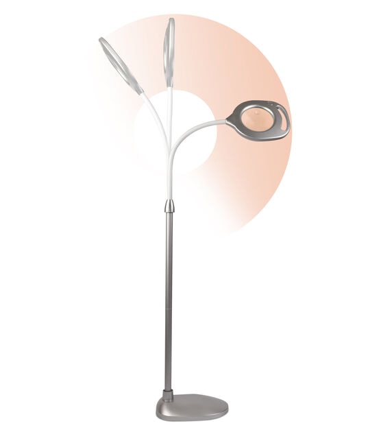 OttLite 54.8 in. 240 lm LED Magnifier Floor & Table Lamp, Silver