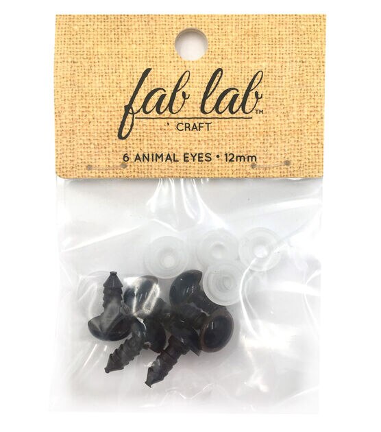 Fab Lab 12mm Brown Shank Back Animal Eyes 6pc