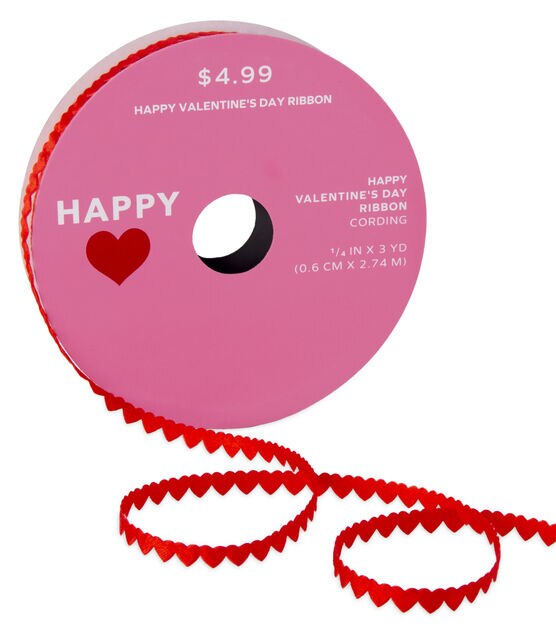 Hearts Abound Ribbon, Valentine Ribbon, Pink and Red Ribbon