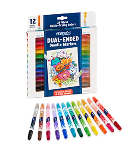 Crayola Dual Chisel Tip & Brush Markers, Art Markers, Gifts for Teens, 12ct