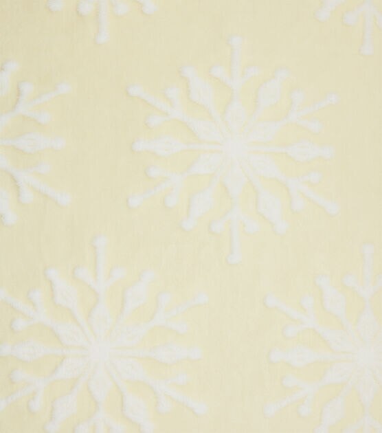 Debossed Snowflakes on Cream Sherpa Fabric