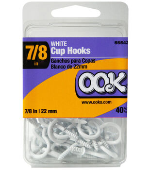 OOK Cup Hooks Set, Nickel, 7/8-in, 40-pk