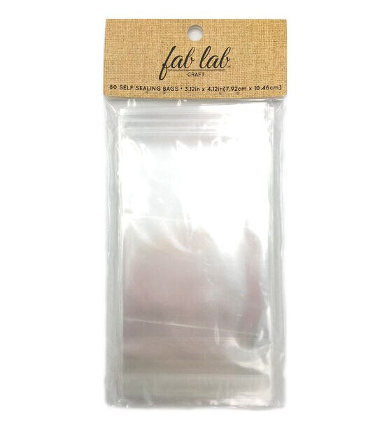 Fab Lab 3" x 4" Self Sealing Transparent Bags 80pc