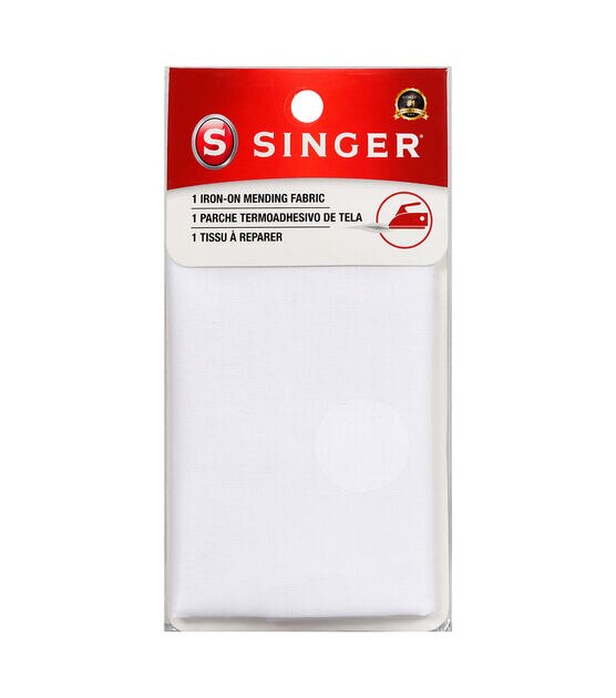SINGER Iron-On Patch.  7" x 16" , 100% Cotton, White