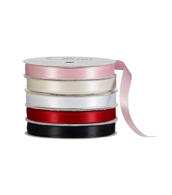 Offray 1/8 inch Double Faced Satin Ribbon-Red