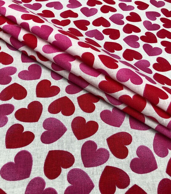 Simple Hearts Pink On White Valentine's Day Cotton Fabric | JOANN