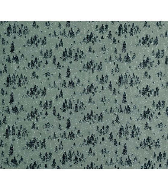 Pine Forest on Gray Christmas Cotton Fabric