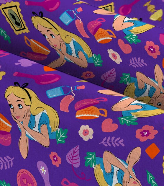 Alice In Wonderland Icons Fleece Fabric, , hi-res, image 3