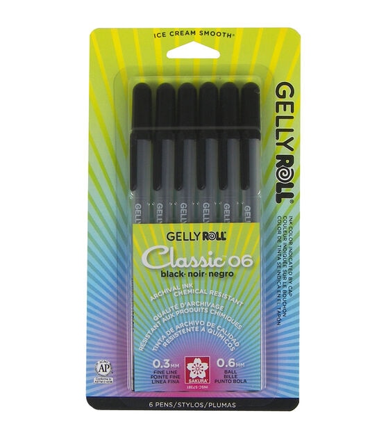 Gelly Roll Classic Fine Point Pens 6 Pkg Black