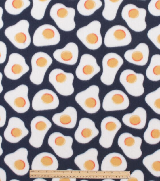 Eggs on Black Bizzard Fleece Fabric, , hi-res, image 2