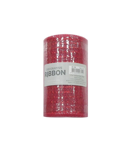 4 Red Glitter Mesh Ribbon Bolt