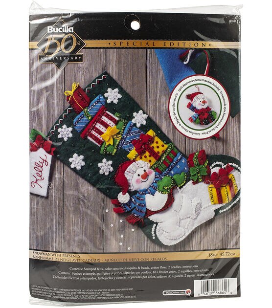 Bucilla 18" Snowman With Presents Felt Stocking Kit