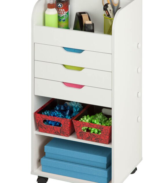 Honey-Can-Do Rolling Craft Storage Cart, White 