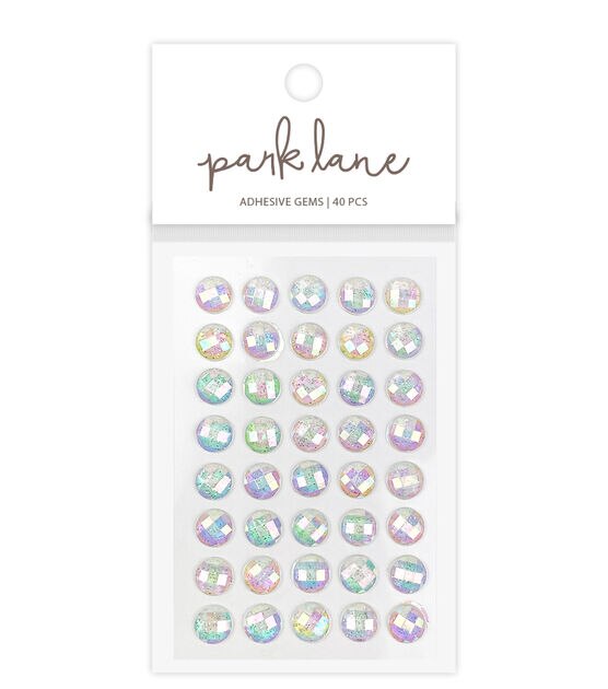 10mm Iridescent Circle Adhesive Gems 40pc by Park Lane