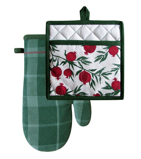 Christmas Plaid Oven Mitt & Potholder Set