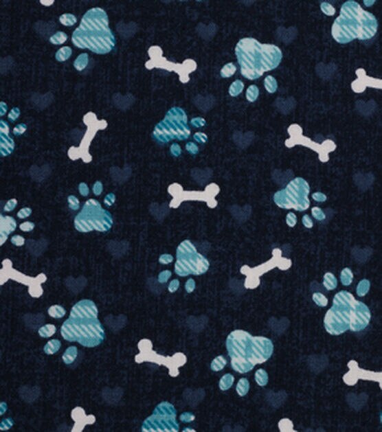 Blue Paw Prints Novelty Cotton Fabric