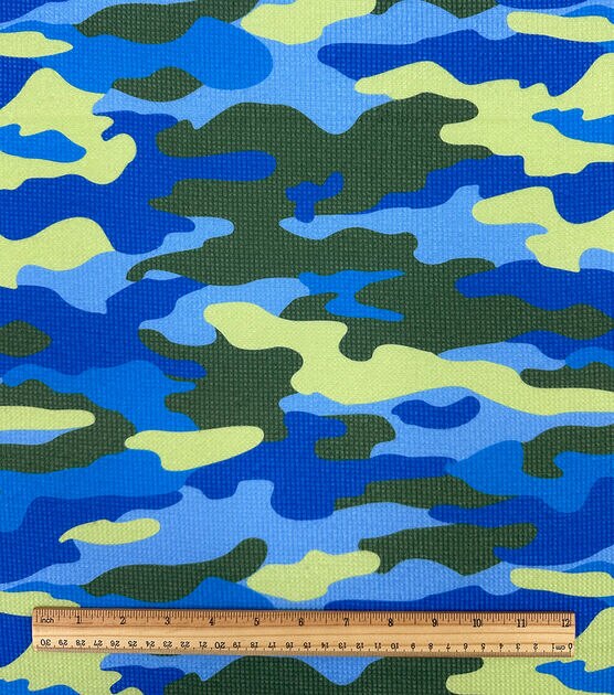 Blue Camo Waffle Knit Fabric by POP!, , hi-res, image 3