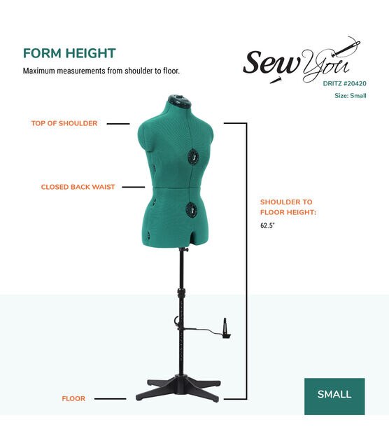 Dritz Sew You 28" Small Frame Adjustable Dress Form, , hi-res, image 9