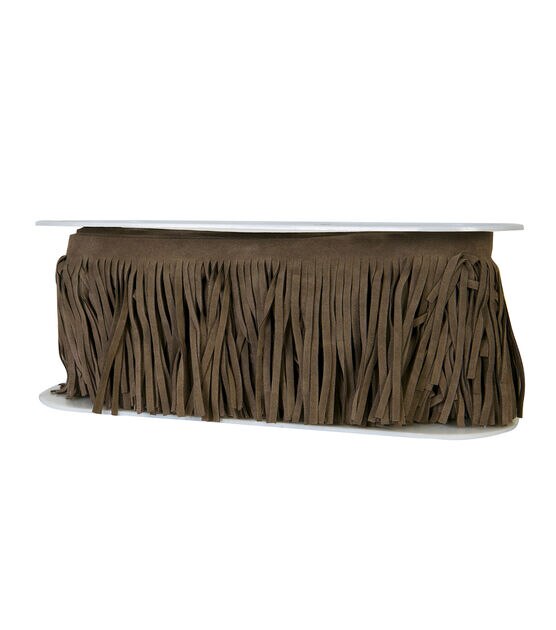 Simplicity Suede Fringe Trim 4'' Brown, , hi-res, image 3