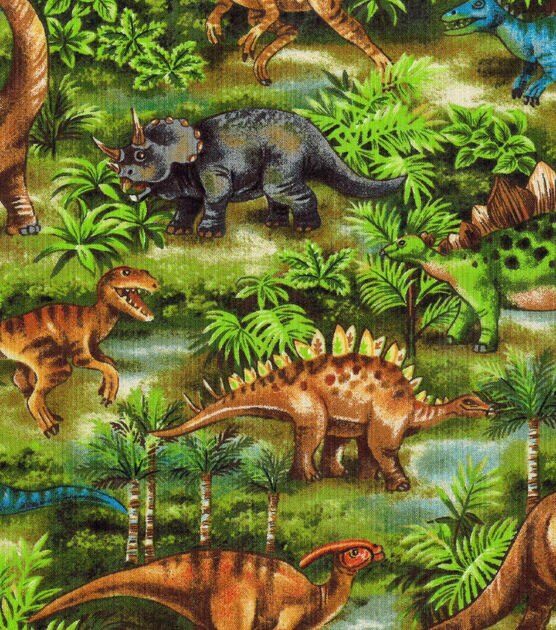 Novelty Cotton Fabric Dinosaurs