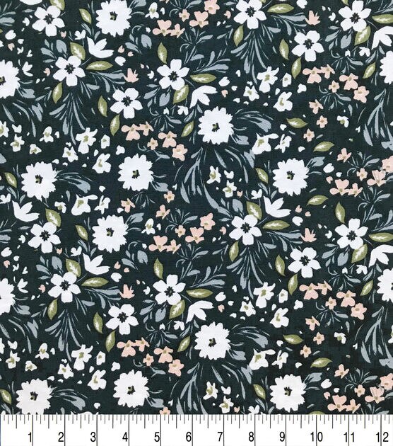 Navy Floral Double Brush Jersey Knit Fabric, , hi-res, image 4