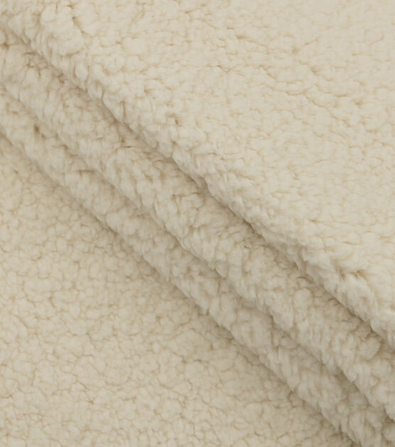 Solid Ivory Faux Fur Sherpa Fleece Fabric