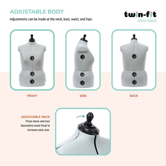 Dritz Twin-Fit Adjustable Dress Form, Large, , hi-res, image 5