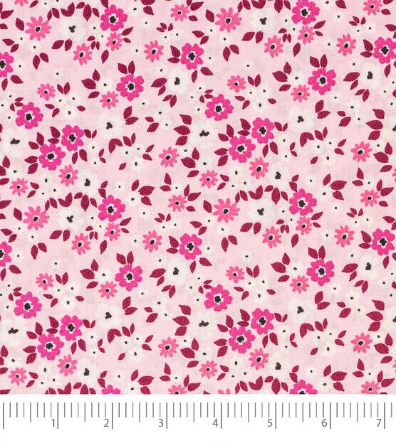 Singer Pink Floral Quilt Cotton Fabric