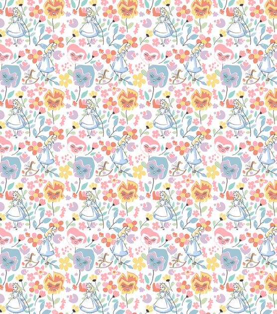 Disney Alice In Wonderland Spring Floral Cotton Fabric, , hi-res, image 2