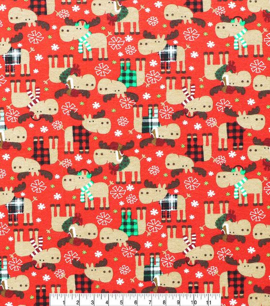 Christmas Moose in Sweaters Super Snuggle Flannel Fabric, , hi-res, image 2