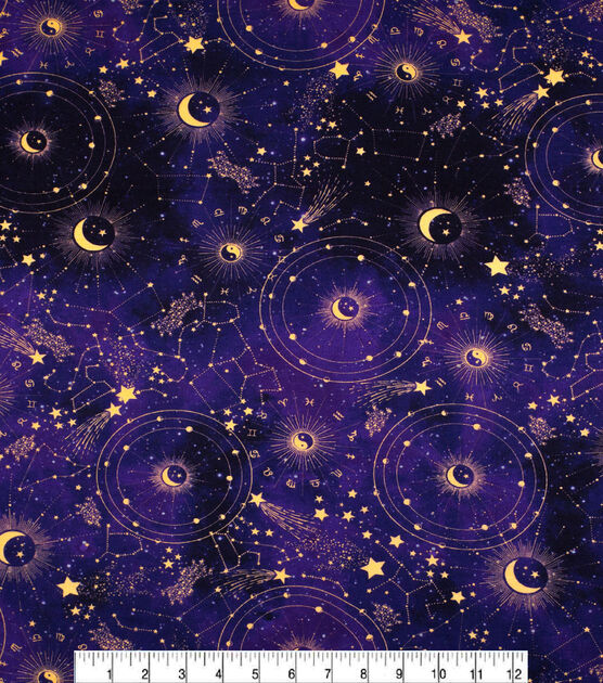 Pink Galaxy Constellation Cotton Fabric