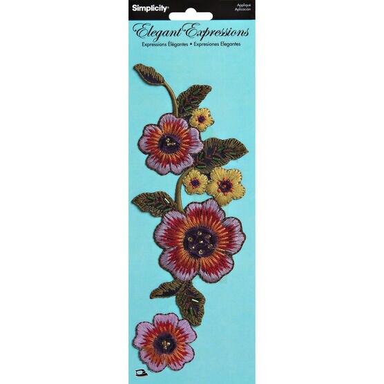 Simplicity 2 x 3.5 Floral Iron on Patch - Embroidered Patches - Crafts & Hobbies