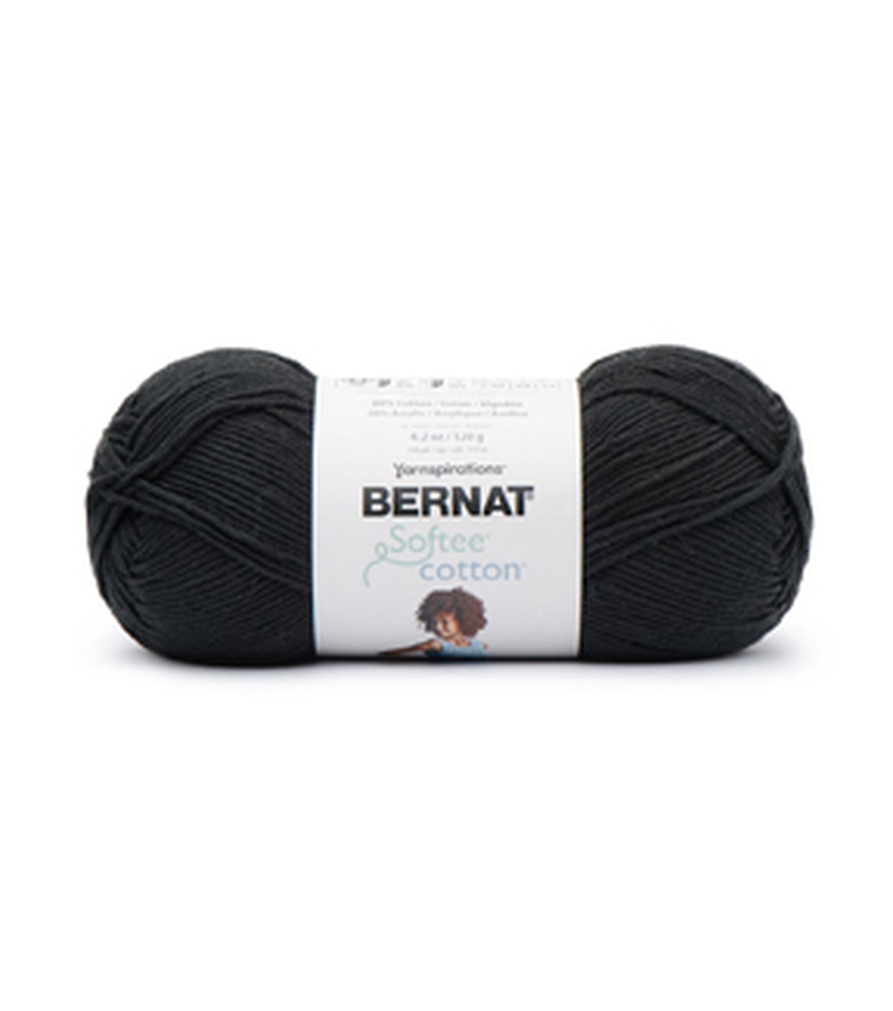 Bernat Softee 254yds Light Weight Cotton Yarn, Black, hi-res