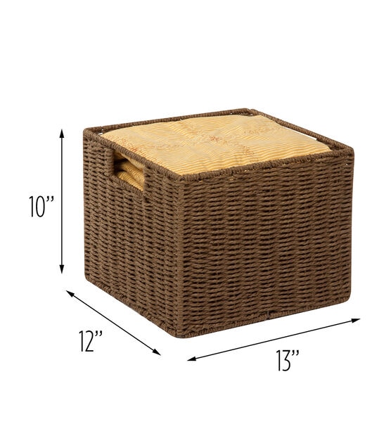 Honey Can Do 12" x 13" Brown Paper Rope Storage Basket, , hi-res, image 5