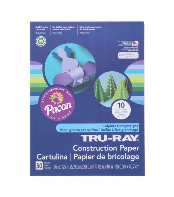 Tru-Ray 50 Sheet 9 x 12 Pink Construction Papers