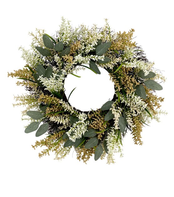 24" Spring Yellow & Cream Berry Wreath by Bloom Room