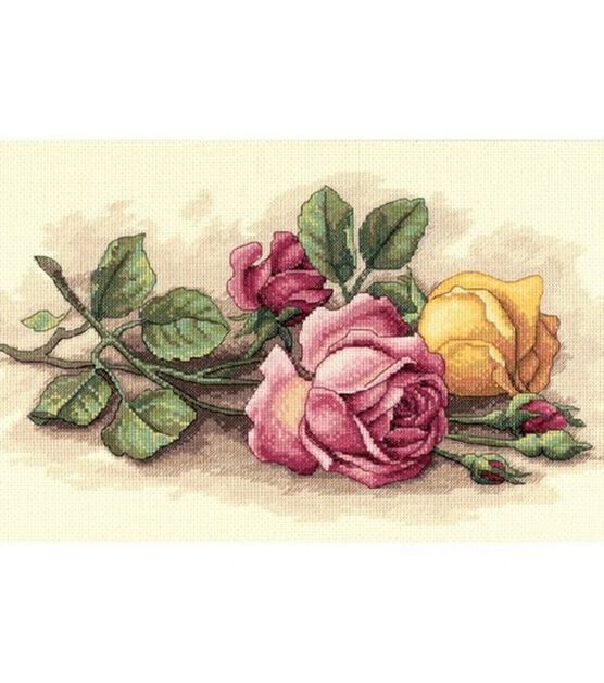 Dimensions 14" x 9" Rose Cuttings Counted Cross Stitch Kit